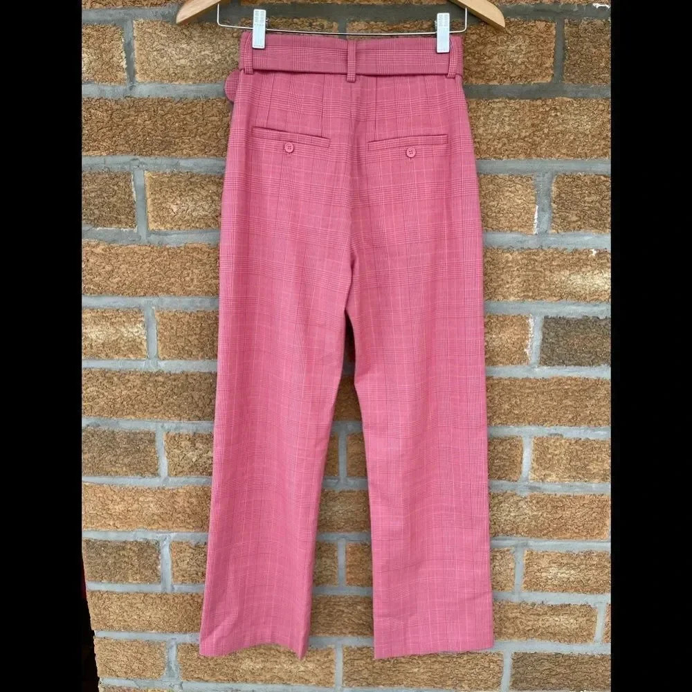 & Other Stories Belted Plaid Kick Flare Trousers 0 - Picture 8 of 13